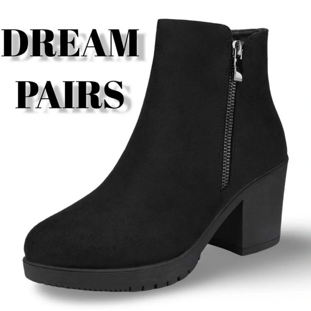 DREAM PAIRS Zoey 2, Heel Chunky Ankle Boots, - Picture 2 of 12